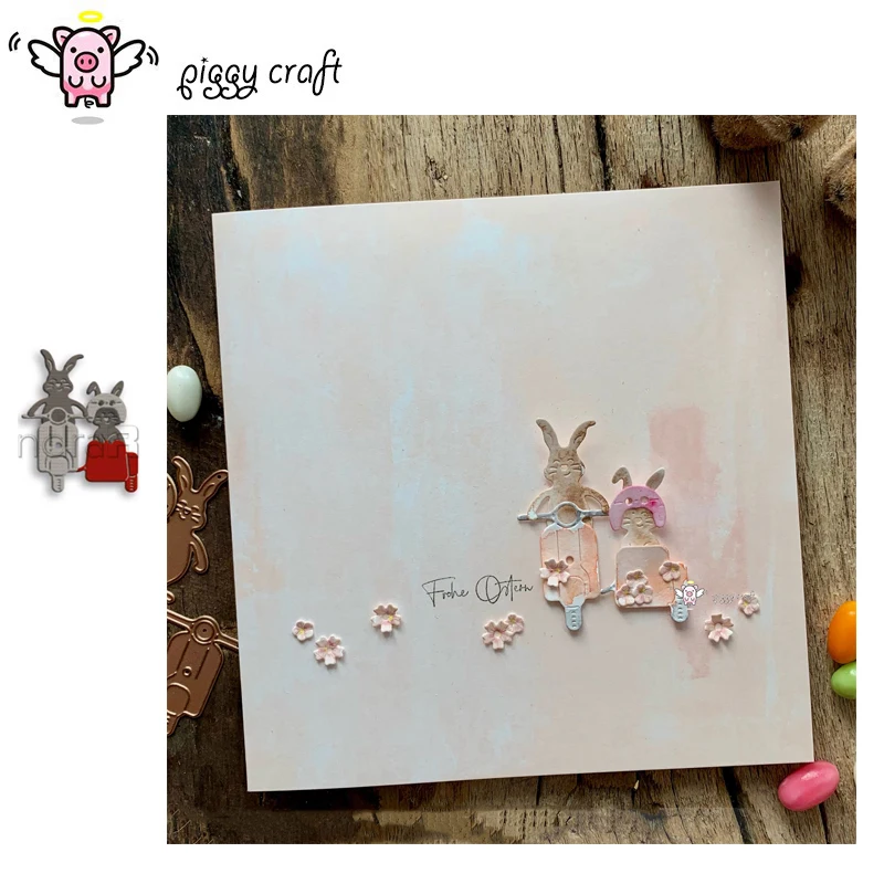 Piggy Craft metal cutting dies cut die mold Easter bunny motorcycle Scrapbook paper craft knife mould blade punch stencils dies