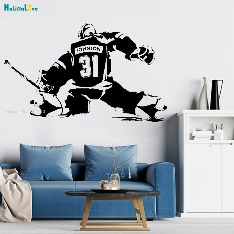 Female Ice Hockey Goalie Vinyl Decals CUSTOM NAME Girl Goalkeeper Wall Art Goaltender Woman Sticker Sports Bbedroom Decor YT5423