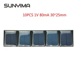 SUNYIMA 10Pcs 1V 80mA Poly Solar Panels 30*25mm Mini Solar Cell Module Battery Charger Charging for DIY Toy Lamp Experiment