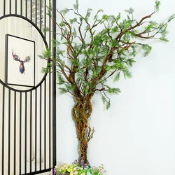 1 bouquet Artificial fake tree Bonsai Plants Pine branches liana Wall Hanging Rattan Plastic flexible flower vines Wedding Decor