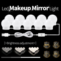 LED Makeup Mirror Lamp USB Hollywood Vanity Light Bathroom Bulb Kit LED Dressing Table Wall Lamp For Cosmetic Mirrors Decoration