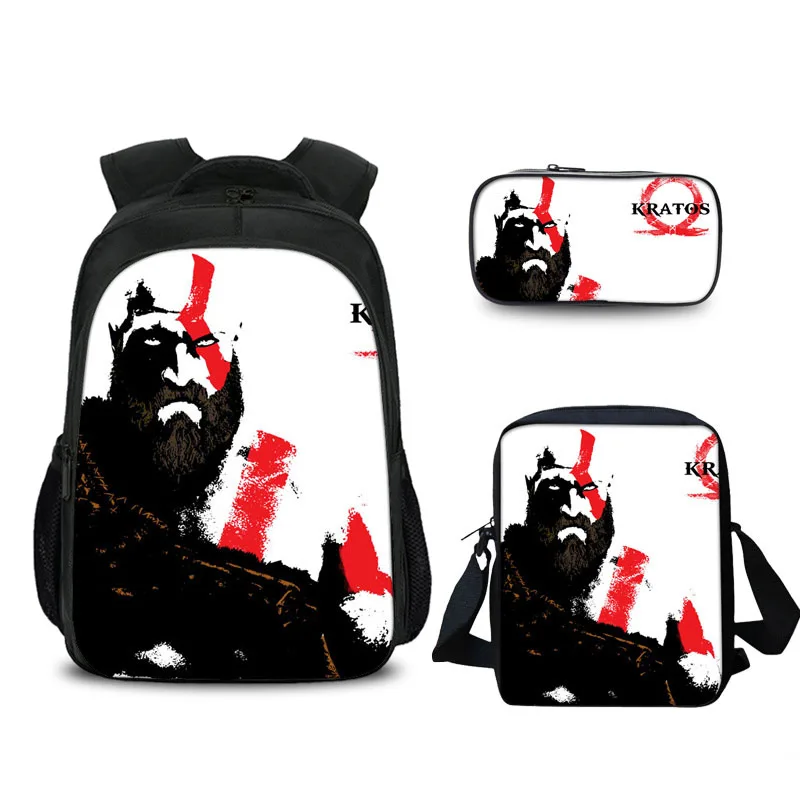 3 Pcs/Set Game God of War 4 Kratos Printed Children School Bags for Teenage Boy Girls Students Daily Backpack Mochila Escolar 20