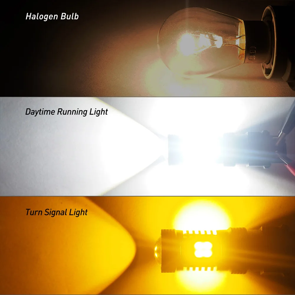 AUXITO 2szt. 1157 BAY15D P21/5W LED CANBUS T20 7443 W21W Żarówka LED Dwukolorowa przełączana lampa samochodowa Światło hamowania Kierunkowskaz