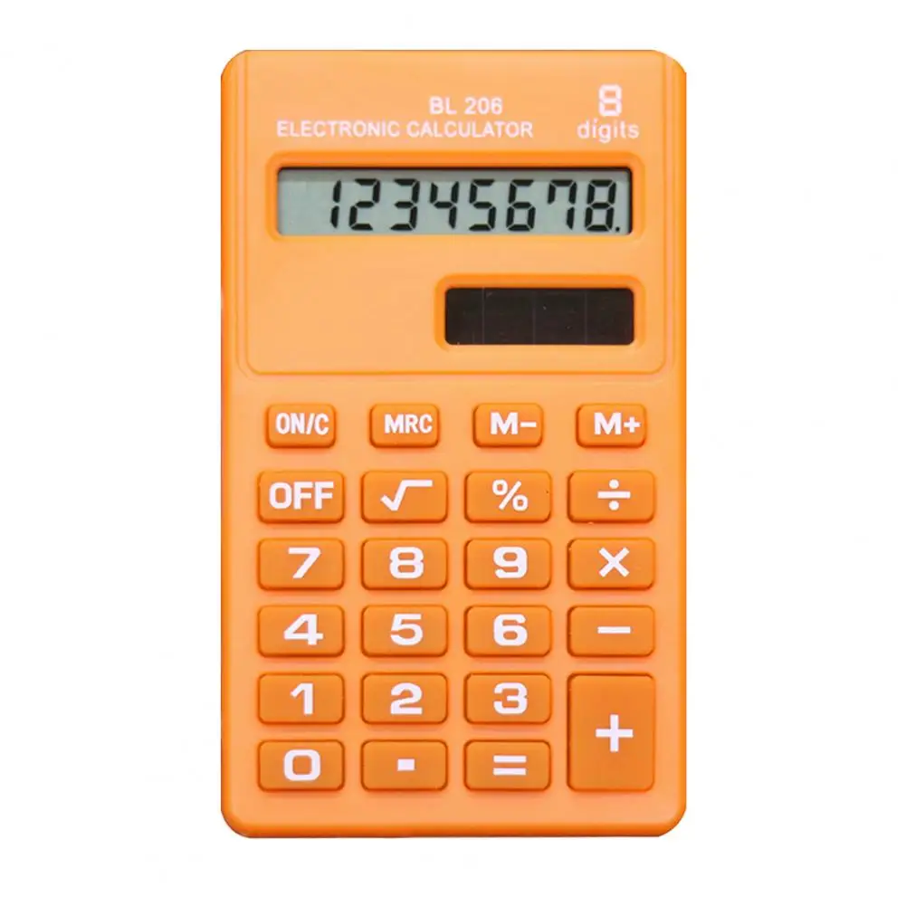 8 Digits Cute Portable Calculator Reliable ABS Pocket Size Handheld Calculator Office Supplies Orange Pink Green