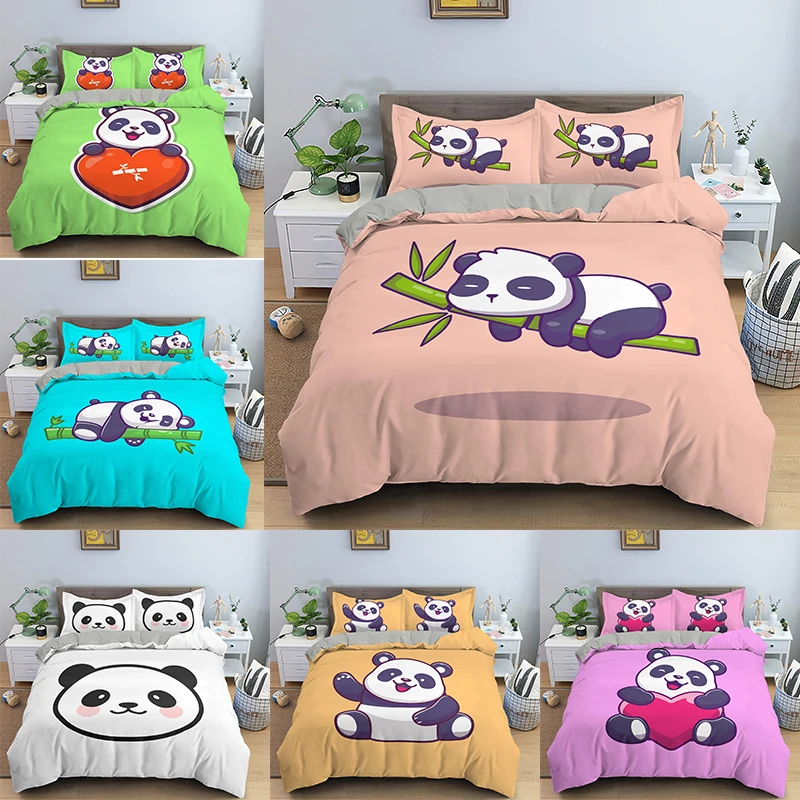 Panda 2/3pcs 3D Printed Bedding Set Duvet Covers Comforter Bed Stes