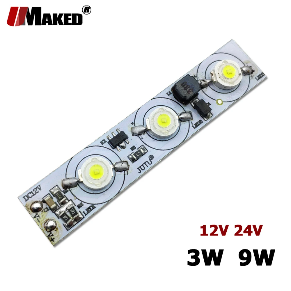 High Power DC12V-24V 3led PCB LED Model 3W 9W installed Warm Cool White Red Green Blue RGB Yellow leds for battery/solar light