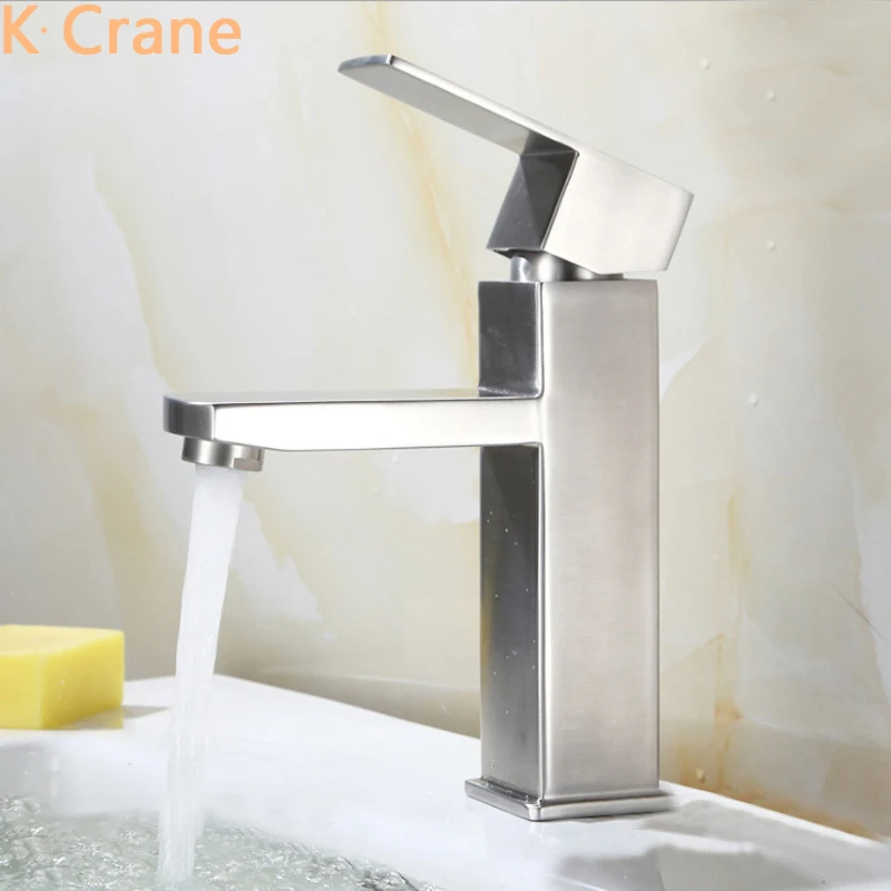 

Hot and Cold Bathroom Faucet Stainless Steel Round Tube Tap Basin Sink Mixer Grifo Single Handle One Hole Deck Mounted Torneira