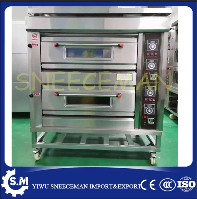 

Commercial 2layer 4pans gas oven stainless steel gas oven with stone and steam bag for sale