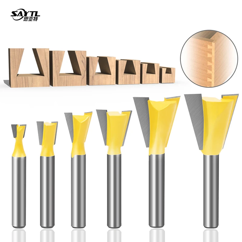 

6mm 1/4" high quality Dovetail groove milling cutter tungsten steel milling Wood cutters Router Bits woodworking tools