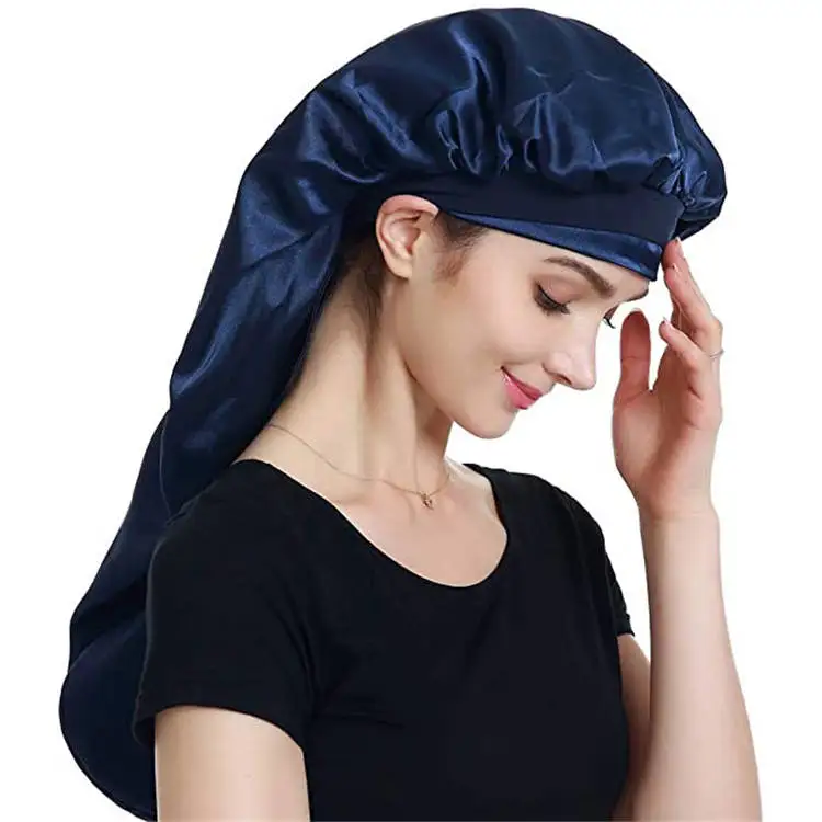 

Wholesale custom design satin women adult long bonnets with head wrap