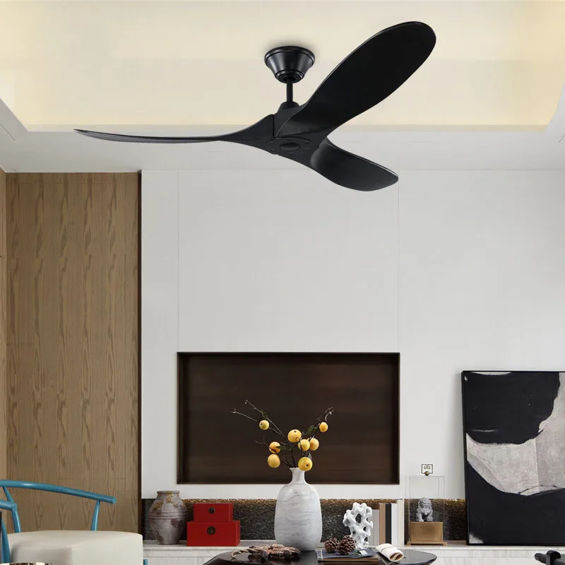 Remote Control Decorative Black Wood Retro Large Fans 52 60 70 Inch DC Ceiling Fan Industrial Vintage Wooden Ventilator No Light