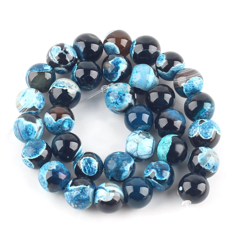 Colorful Natural Stone Fire Agates Onyx Round Beads 15\