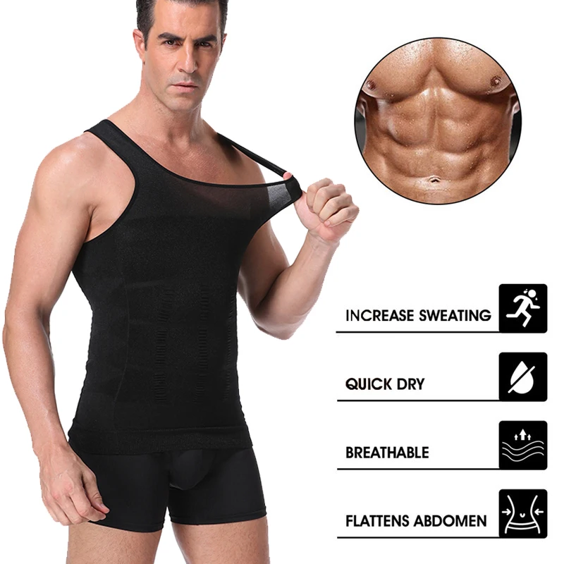 Be-In-Shape Men Slimming Body Shaper Waist Trainer Vest Tummy Control Posture Shirt Back Correction Abdomen Tank Top Shaperwear