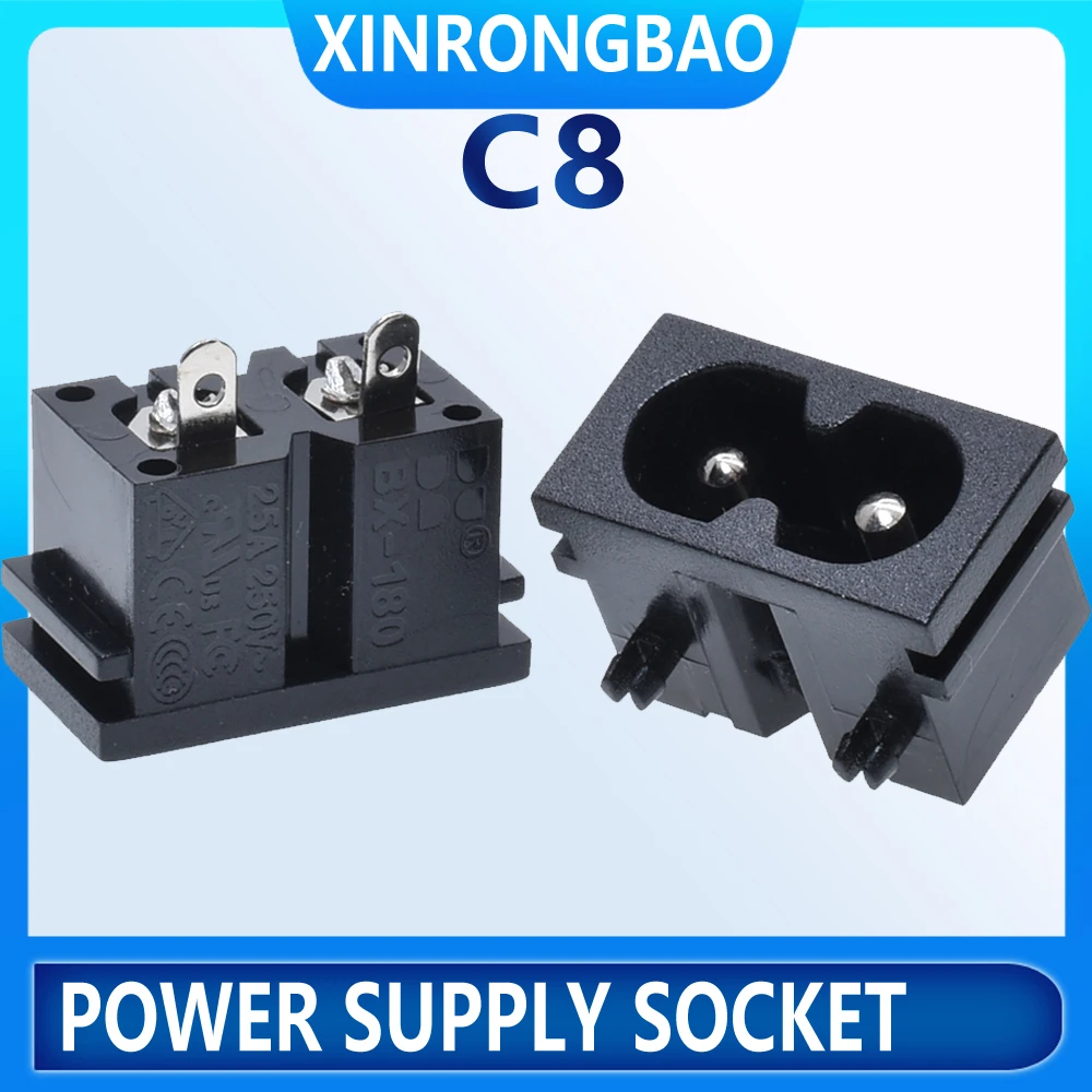 good quality of IEC C8 AC inlet wall socket 2.5A PDU cabinet male socket with certificate Flame retardant materials BX-180-H02