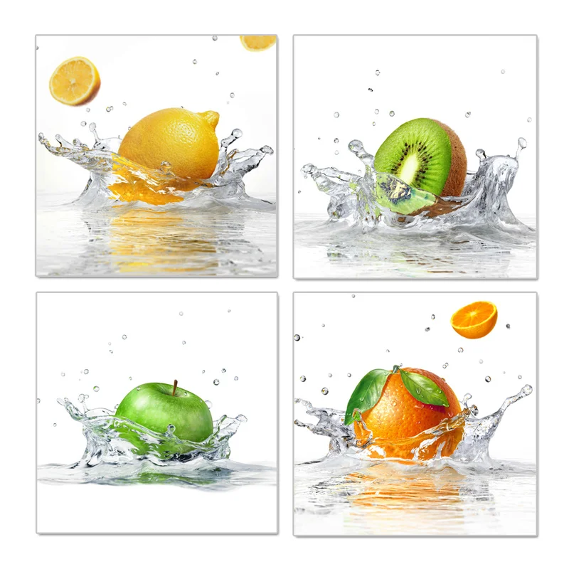 Lemon Kiwi Apple Orange Home Decor Posters Fruits In Water Print Canvas Art Modern Style Picture Kitchen Living Room Wall Art