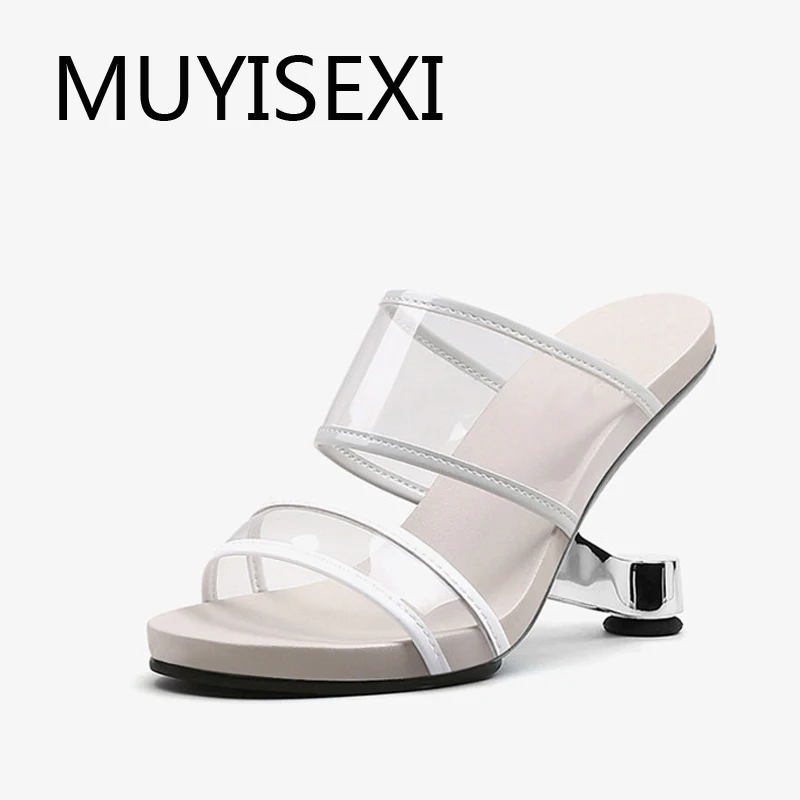 

Slipper women peep toe 8cm high heel transparent PVC beauty lady cozy summer vacation dating fashion sandal HL261 MUYISEXI