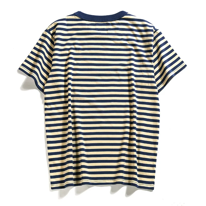 Ok2133 Summer Striped T-Shirts High Quality Men Clothing 230g Short-Sleeve Classic All-Match Sailor Tops Casual Fit Male Tees