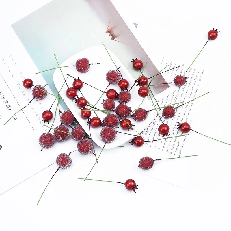 50/100Pcs Weihnachten Party Dekoration Granatapfel Obst Hause Hochzeit Braut Zubehör Dekorative Blumen Kranz Künstliche Pflanzen – Detail 1