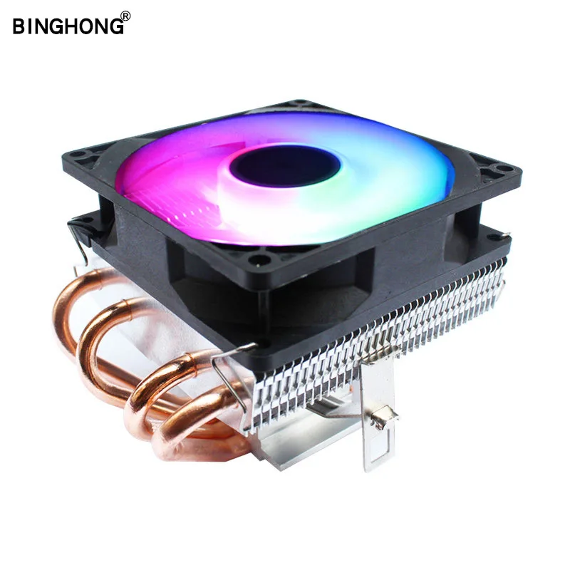 ท่อความร้อนทองแดงบริสุทธิ์แผงระบายความร้อน4Pin เย็นซีพียู PWM LED RGB สำหรับ LGA 775 1150 1151 1155 1156 1366 1356 2011 Am4 Am3