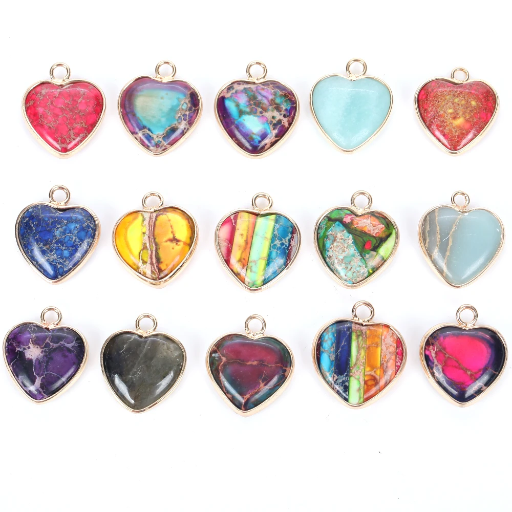 Natural Heart Stone Pendant Charms Love Sea Sediment Shoushan Pendant For Jewelry Making Diy Necklace Accessories 16x20mm