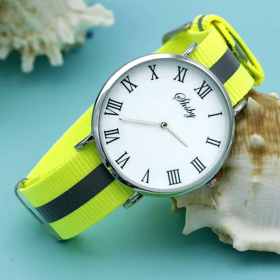 Shsby-Reloj de correa de lona para hombre y mujer, pulsera de cuarzo de lujo, a la moda, sencillo, regalo para mujer, reloj de ocio para estudiantes