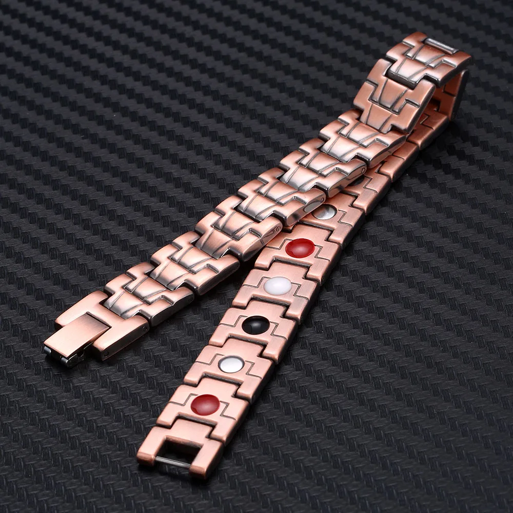 100% Pure Copper Germanium Magnetic Bracelet for Men Therapy Energy Bracelet Health Care Male Jewelry