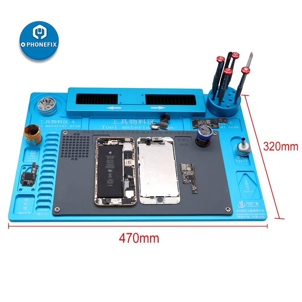 WL Aluminum Alloy Microscope Pad Soldering Platform Microscope Stages Stand Fixed Base High Temperature Pad for Phone PCB Solder