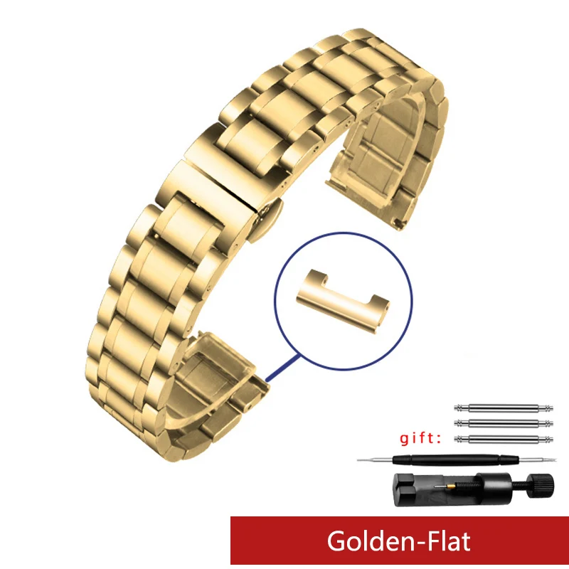 Cinturino Orologio In Acciaio Inossidabile Massiccio Con Sgancio Rapido – 12-22 Mm, Unisex, Con Attrezzo Per Rimuovere Maglie
