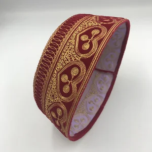 Prayer Hat Muslim Cotton Red Embroidery Indian Turban Hat to Man Arabia Saudi Clothing Kufi Her Husband Cachecol Islam Jewish 12 Main Sales Hall Jewish - №12