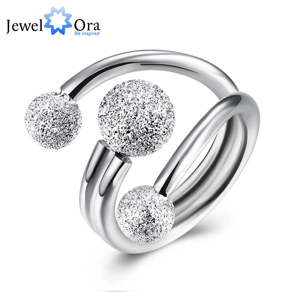 Surround Design Ball Adjustable Rings for Women Silver Color Party Jewelry Gift Ideas for Mom (JewelOra RI102206)