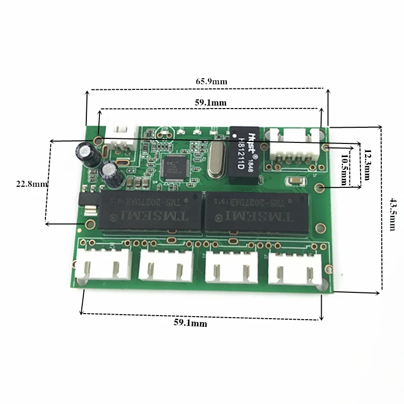 100Mbps Ethernet Switchแผงวงจรสำหรับโมดูล 10/100Mbps 5pinบอร์ดPCBAเมนบอร์ดOEM Ethernet Switch 5 พอร์ต 5V ~ 12V