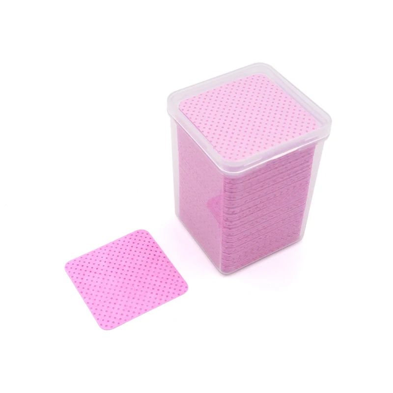 170 Stks/pak Niet-pluizende Roze Papier Katoenen Doekjes Wimper Lijm Remover Veeg Schoon Katoen Vel Nagels Art Cleanin Cleaner pads