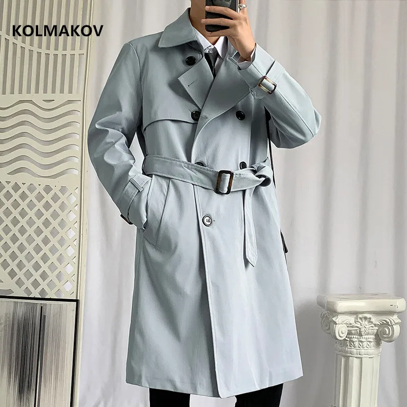 2024 new arrival autumn fashion long Style coat men double breasted trench coat,spring mens casual jackets full size M-4XL