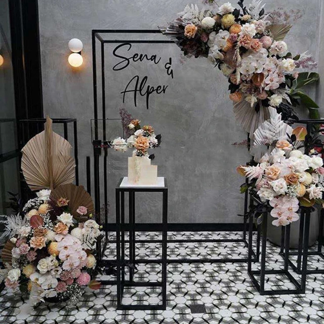 

Hot Sale Exquisite black rectangle Arch Stainless Steel Mariage Backdrop Stand Wedding Backdrop yudao 1950