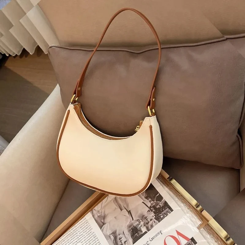 Women\'s Fashion Small Clutch Handbags Retro Solid Color PU Leather Shoulder Underarm Hobos Bag Casual Female Clutch Tote Purse