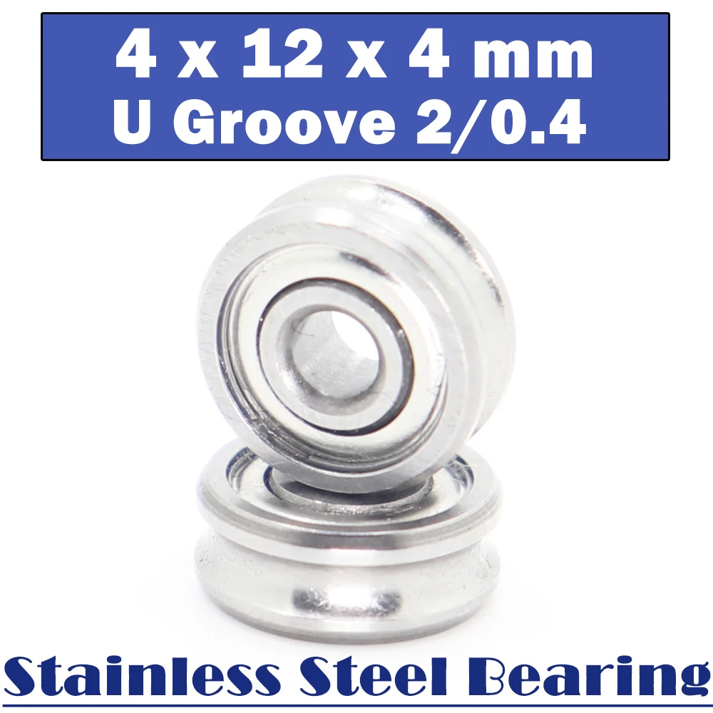 604ZZ Outer Ring With U groove Stainless Bearings 4*12*4 mm ( 2 PCS ) Miniature Fishing Rod Reel Pulley U Groove Wheel Bearings