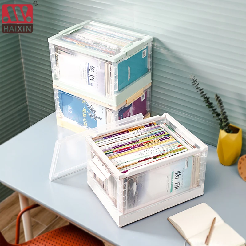 Nwe Crate Collapsible Storage Box Plastic Folding Basket Home Office Storage Supplies Cosmetic Container Desktop Organizer Boxes