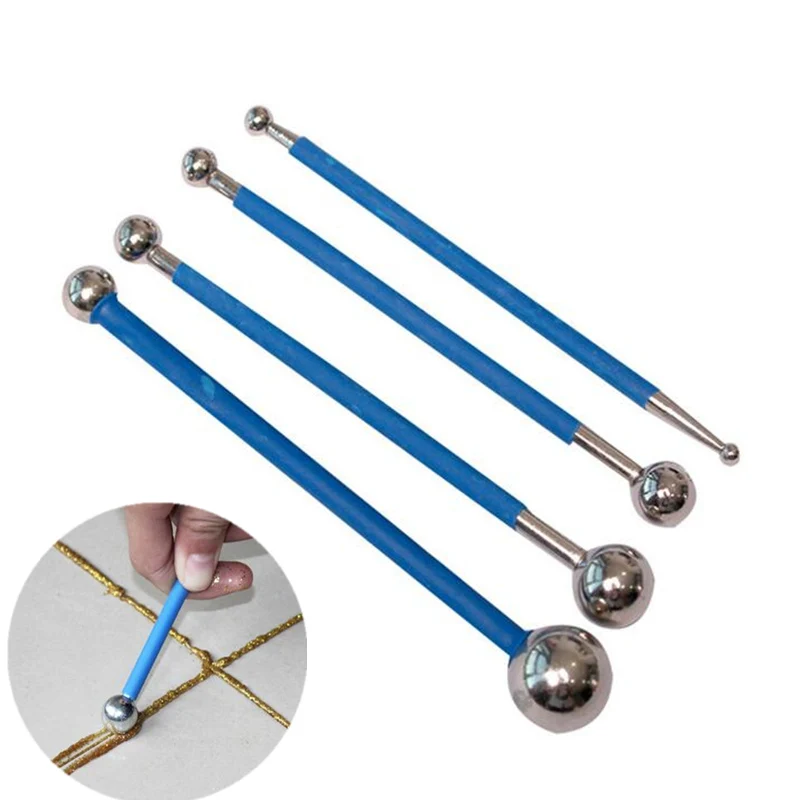 

4pcs/set Double steel pressed ball tile grout repairing stick ceramic floor grout glue gap scraping Construction tools