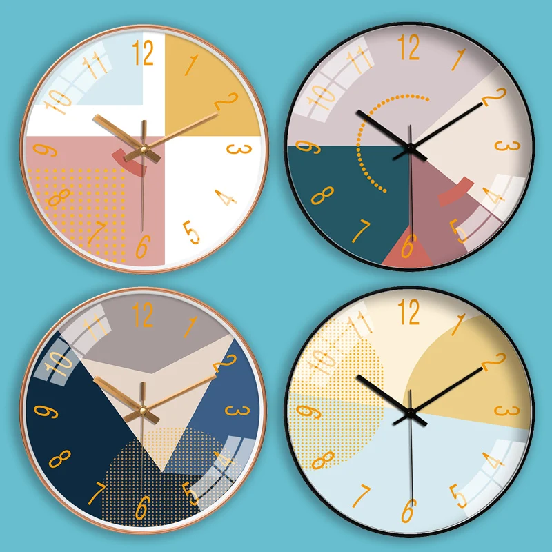 

Creative fashion mute round clock pocket watch, living room modern color insertion simple atmosphere home quartz clock