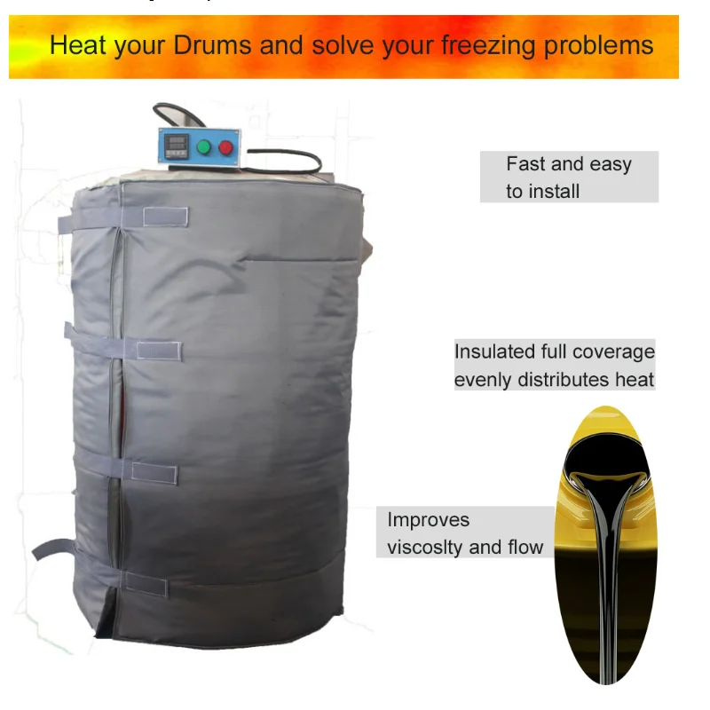 

200L Drum Heating Belt Industrial Grade Power Blanket Weather Resistant 55 Gallon Insulated Heat Bag 220V