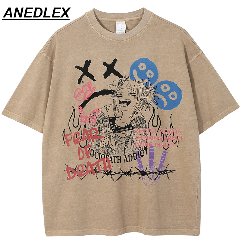 

Hip Hop T Shirt Men Streetwear Harajuku Japanese Anime Girl Butterfly Print T-shirt Summer Fashion Short Sleeve Cotton T-Shirt