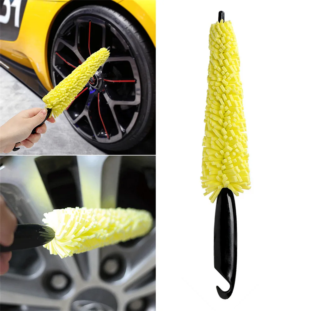 Escova de roda de microfibra portátil para lavagem de carro Escova do pneu, Auto limpeza, Punho de plástico, Car Wash Detailing Tools