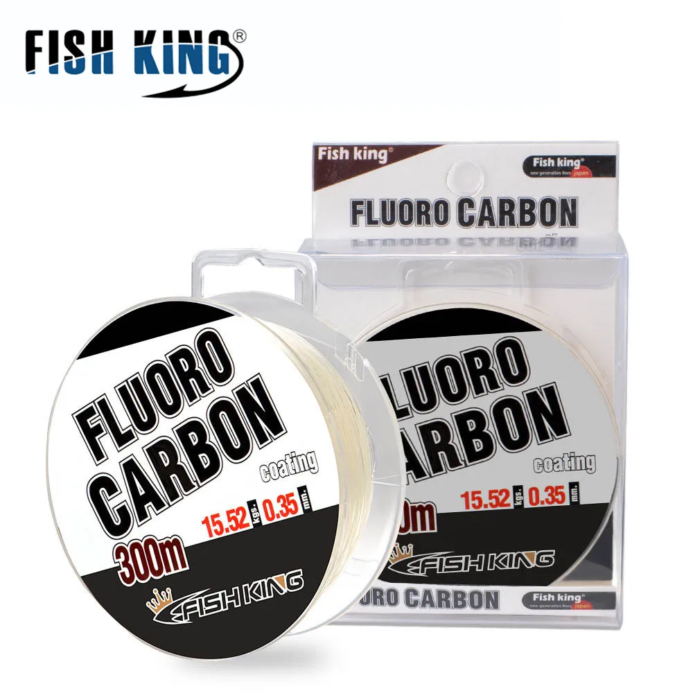 FISH KING 300m Fluoro Carbon Fishing Line Coating 0.3mm-0.5mm 29.76LB-44.75LB  Leader Line Carp Fishing Sinking Line