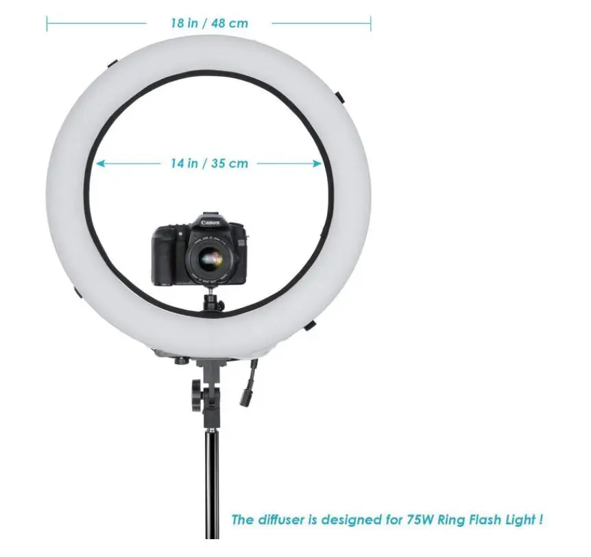 Collapsible 18inch Ring Light Diffuser Cloth Softbox Caring Soft Lighting for Twitch Live Stream YouTube Video Vlog Photography