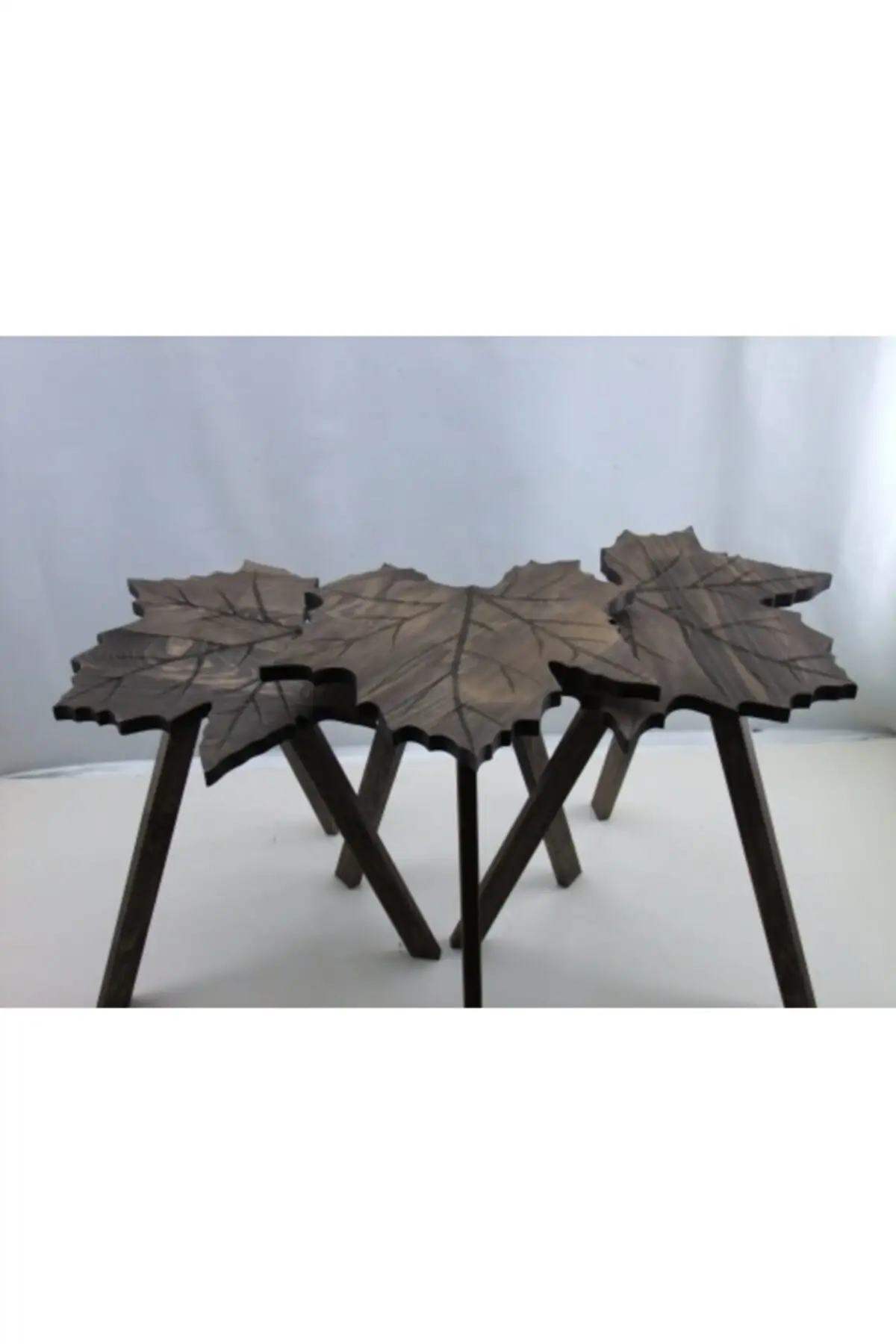 Leaf Shaped Natural Wood Zigon Coffee Table Set