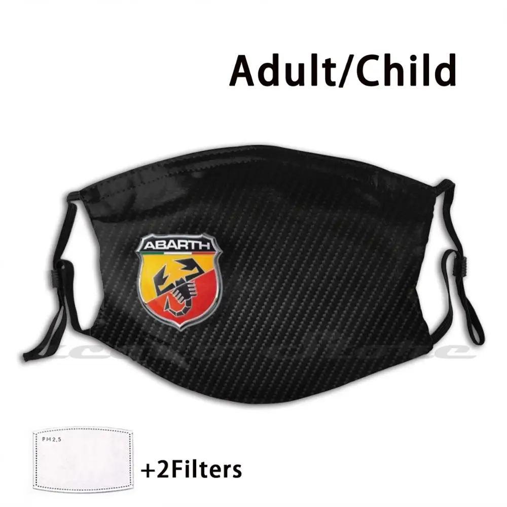 Abarth Carbon Fiber Custom Pattern Washable Filter Pm2.5 Adult Kids Mask Fiat Fiat 500 Fiat Xl Car Italian Car Italy Sports V8