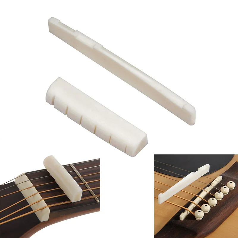 

2Pcs/Set Bone Guitar Bridge Saddle and Nut for 6 String Acoustic and Folk Guitar Replacement Parts