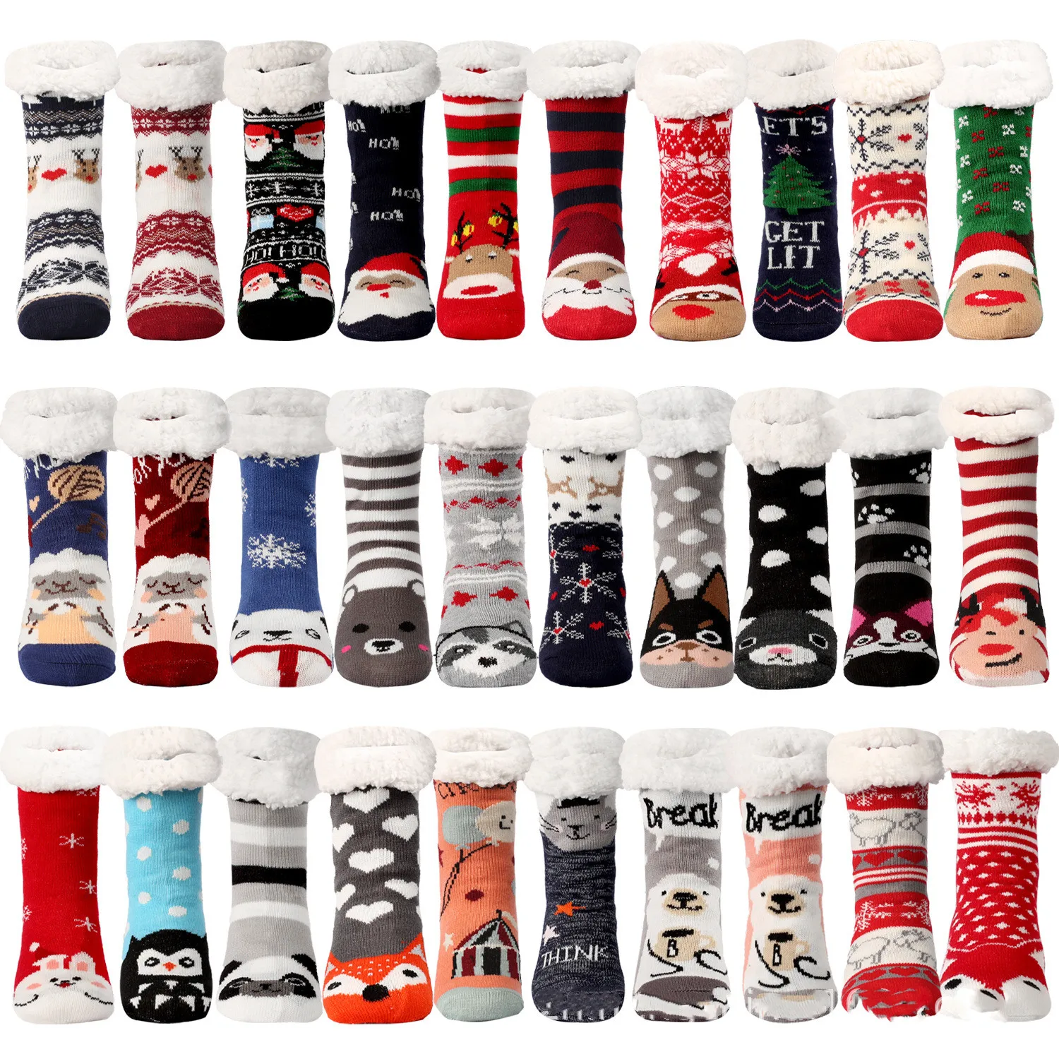 

Womens Fuzzy Winter Slipper Socks Non-Slip Grip Warm Fleece Socks Non Skid Soft Fluffy Socks