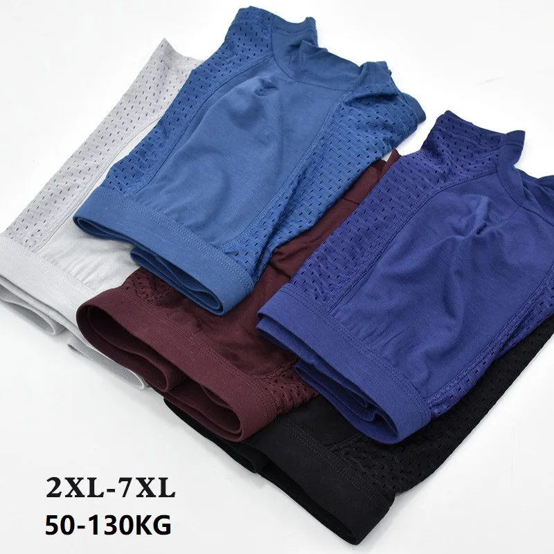 4PCS/lot Top Quality Boxers Ice Silk Underwear Male Underwear Box 2XL-- 7XL Free Shipping