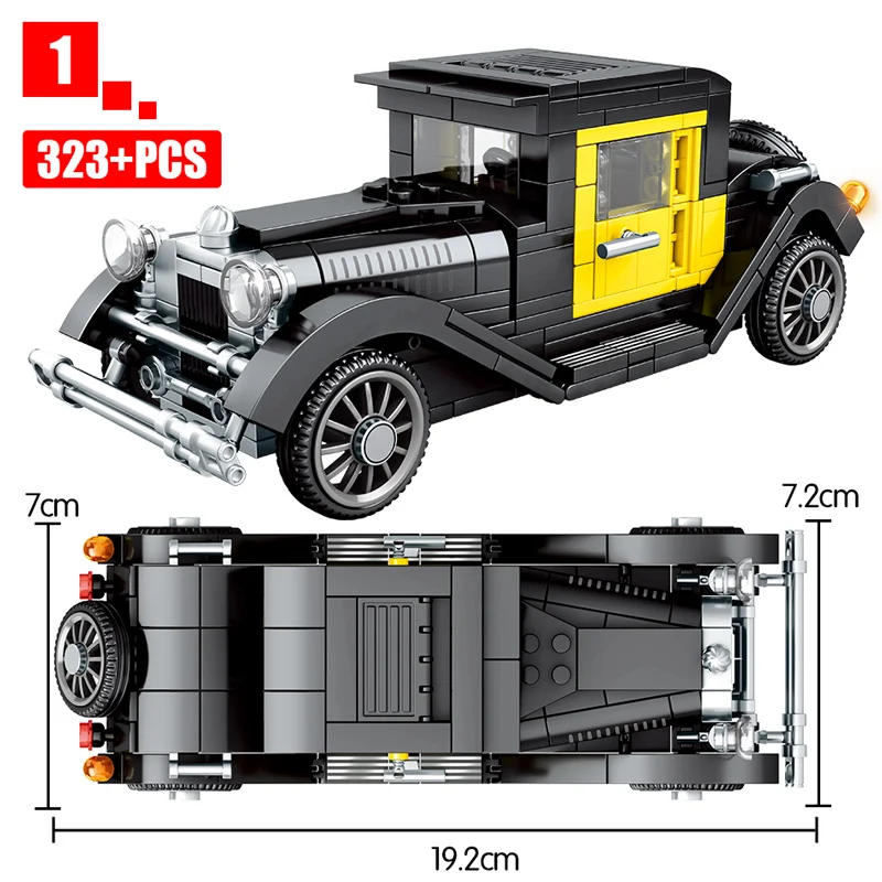 City Mechanical Classic Car MOC Model Bricks Classical Convertible Racing Vehicle Building Blocks Toy For Kids